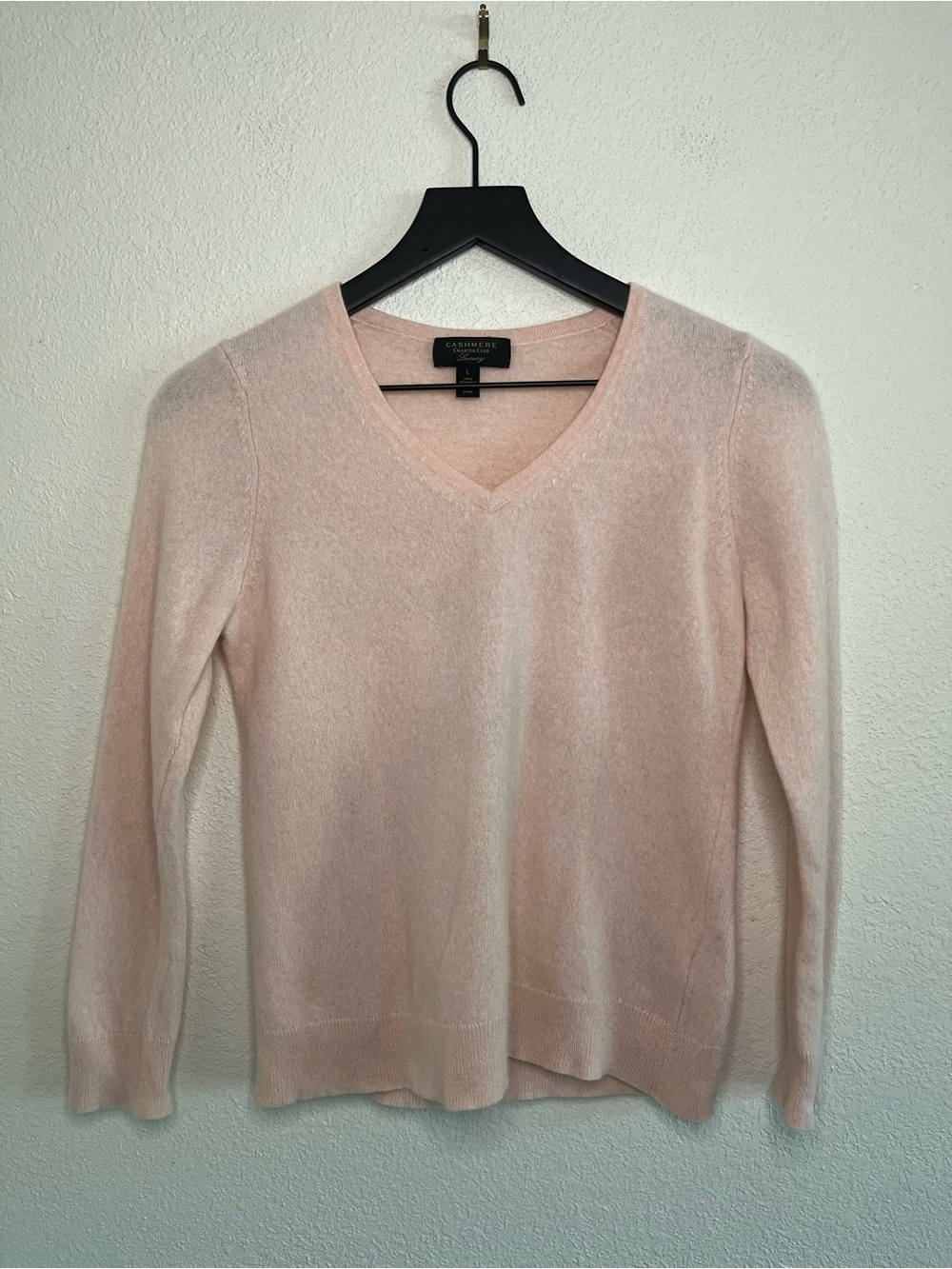 Charter Club Light Pink V-Neck Cashmere Sweater